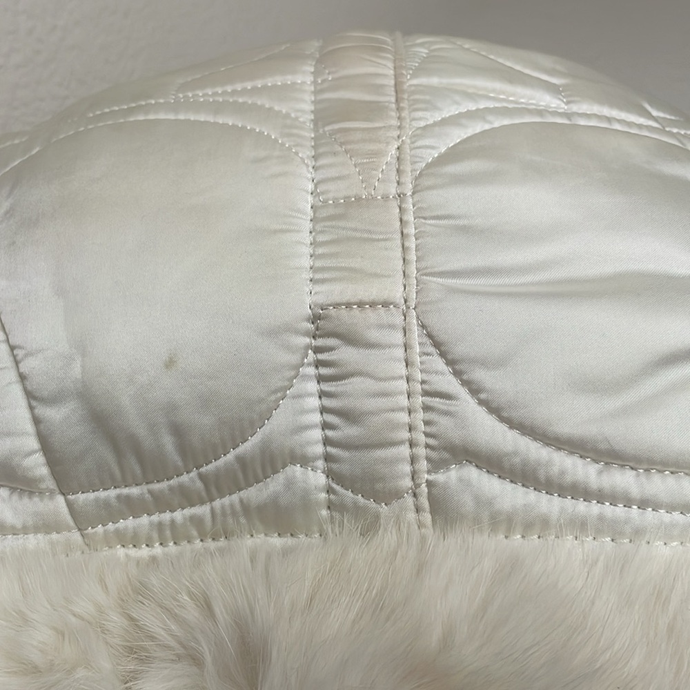 Vintage Y2K Coach Ivory Real Rabbit Fur-Trimmed Hobo Shoulder Bag - Picture 12 of 16
